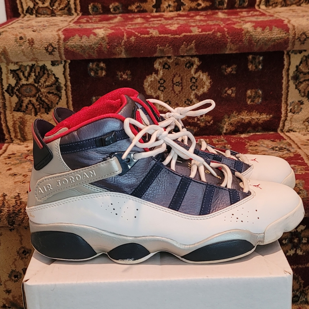 2008 NIKE AIR JORDAN 6 RINGS White Varsity Red Midnight - Picture 4 of 11
